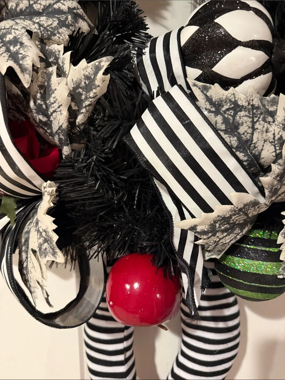 Whimsical Witch Door Wreath with Red Accents